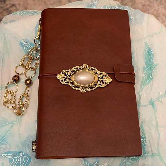 dalé Accessories - Elegant Brown Journal with vintage jewelry embellishments